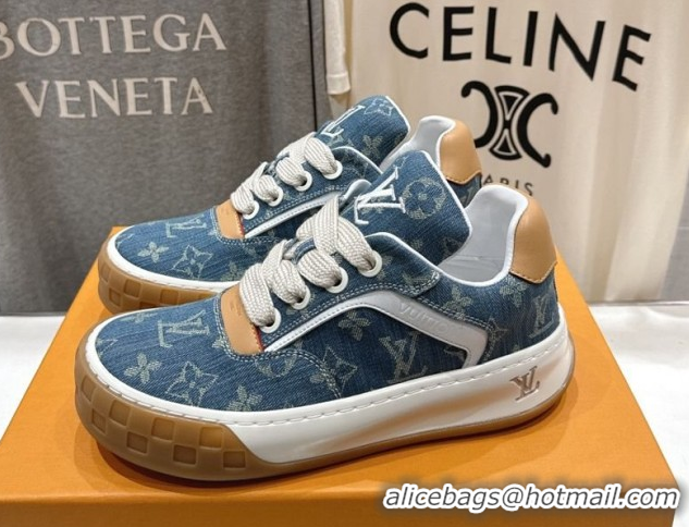 Fashion Louis Vuitton LV Tilted Sneakers in Denim Light Blue 2026 1AJTJ9