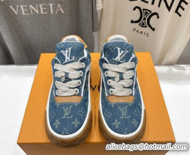 Fashion Louis Vuitton LV Tilted Sneakers in Denim Light Blue 2026 1AJTJ9