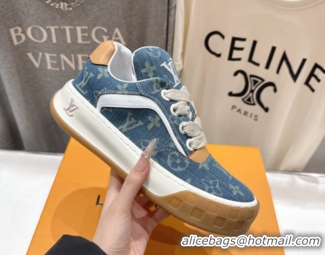 Fashion Louis Vuitton LV Tilted Sneakers in Denim Light Blue 2026 1AJTJ9