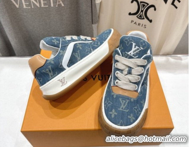 Fashion Louis Vuitton LV Tilted Sneakers in Denim Light Blue 2026 1AJTJ9