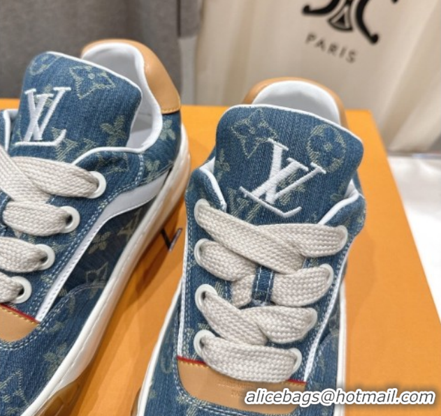 Fashion Louis Vuitton LV Tilted Sneakers in Denim Light Blue 2026 1AJTJ9