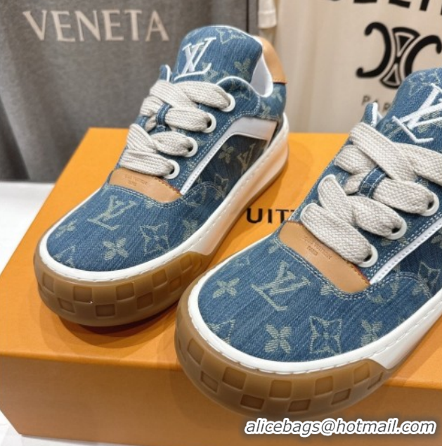 Fashion Louis Vuitton LV Tilted Sneakers in Denim Light Blue 2026 1AJTJ9