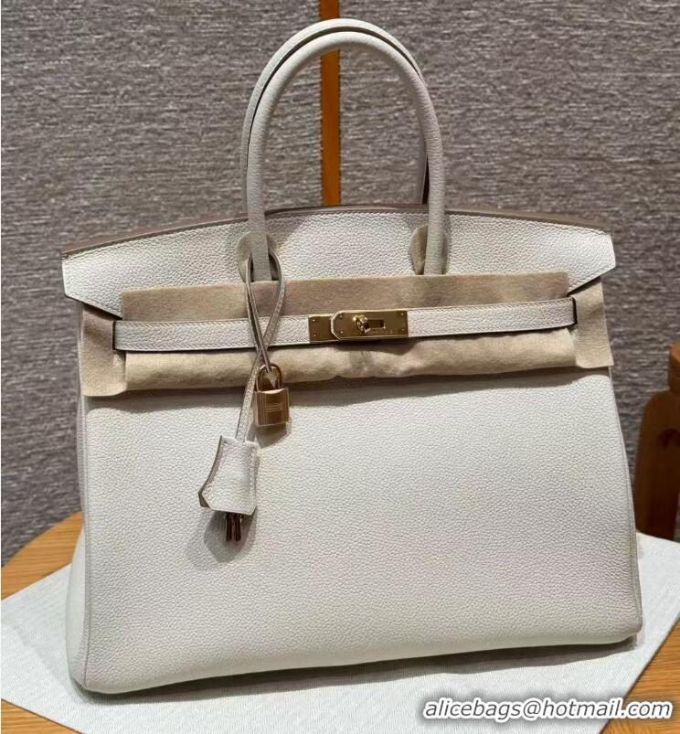 Reasonable Price Hermes Birkin 35cm Bag in Togo Leather HB35 White/Gold