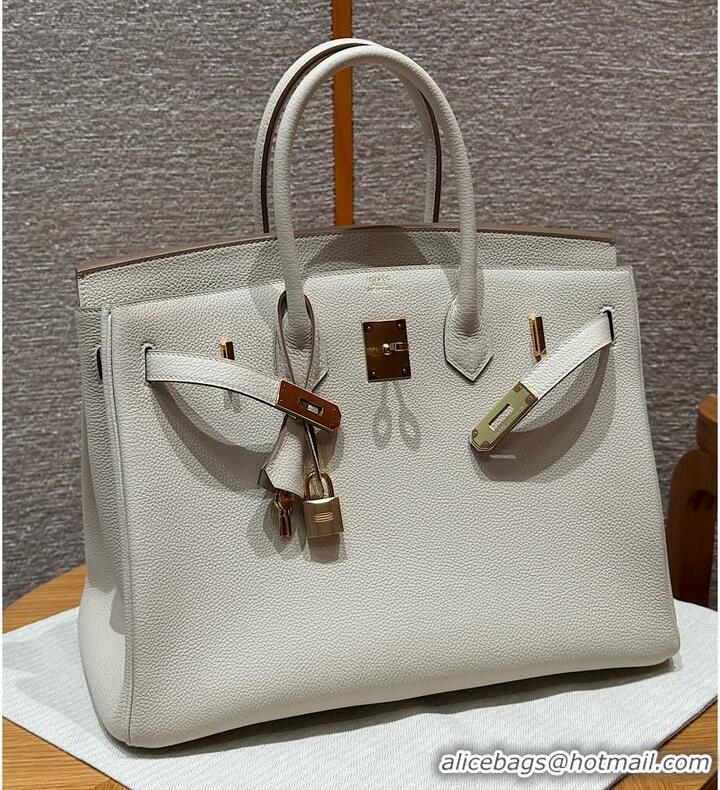 Reasonable Price Hermes Birkin 35cm Bag in Togo Leather HB35 White/Gold
