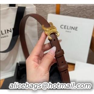 Discount Celine Triomphe Supple Calfskin Leather Belt 1.8cm 0911 Dark Brown 2025