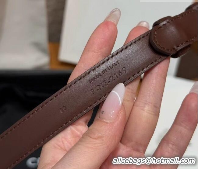 Discount Celine Triomphe Supple Calfskin Leather Belt 1.8cm 0911 Dark Brown 2025