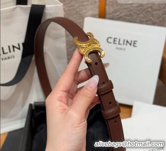 Discount Celine Triomphe Supple Calfskin Leather Belt 1.8cm 0911 Dark Brown 2025