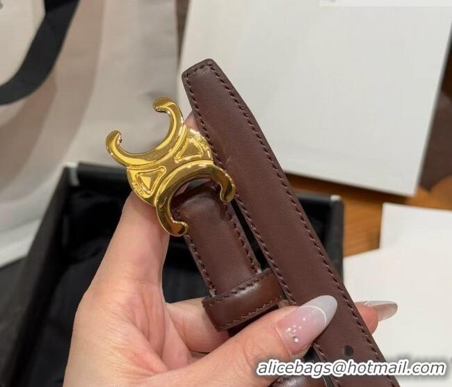 Discount Celine Triomphe Supple Calfskin Leather Belt 1.8cm 0911 Dark Brown 2025