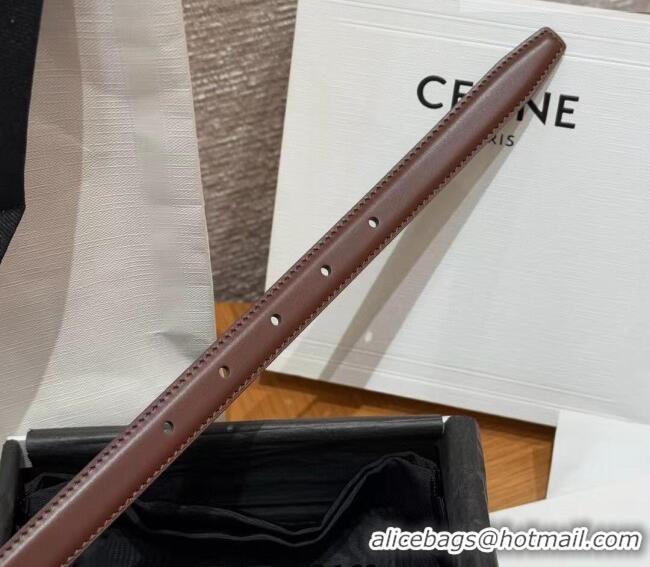Discount Celine Triomphe Supple Calfskin Leather Belt 1.8cm 0911 Dark Brown 2025