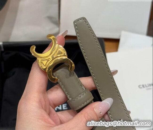 Buy Grade Celine Triomphe Supple Calfskin Leather Belt 1.8cm 0911 Green 2025