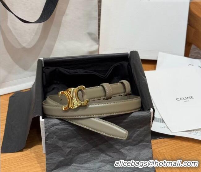 Buy Grade Celine Triomphe Supple Calfskin Leather Belt 1.8cm 0911 Green 2025