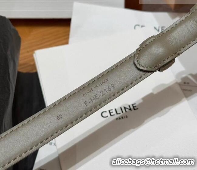 Buy Grade Celine Triomphe Supple Calfskin Leather Belt 1.8cm 0911 Green 2025