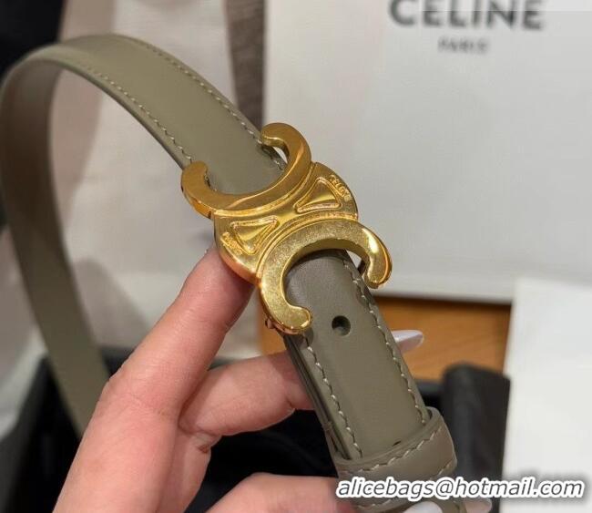 Buy Grade Celine Triomphe Supple Calfskin Leather Belt 1.8cm 0911 Green 2025