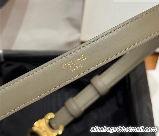 Buy Grade Celine Triomphe Supple Calfskin Leather Belt 1.8cm 0911 Green 2025