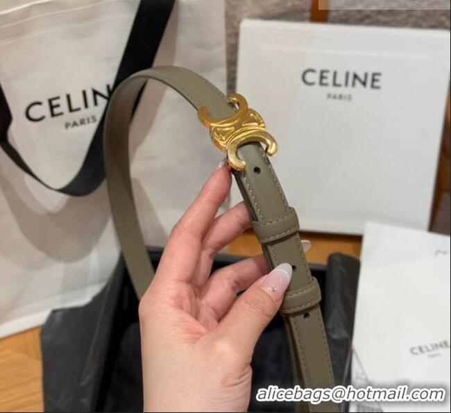 Buy Grade Celine Triomphe Supple Calfskin Leather Belt 1.8cm 0911 Green 2025