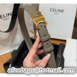 Good Looking Celine Triomphe Supple Calfskin Leather Belt 2.5cm 0911 Green 2025