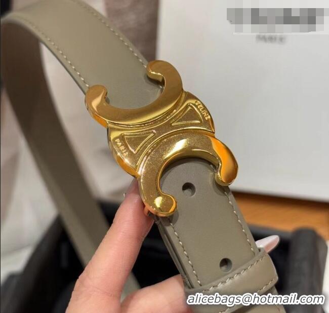 Good Looking Celine Triomphe Supple Calfskin Leather Belt 2.5cm 0911 Green 2025