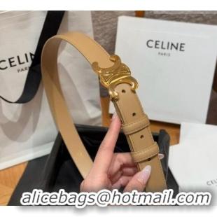 Discount Design Celine Triomphe Supple Calfskin Leather Belt 2.5cm 0911 Beige 2025