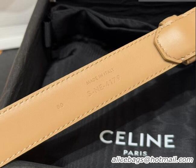 Discount Design Celine Triomphe Supple Calfskin Leather Belt 2.5cm 0911 Beige 2025