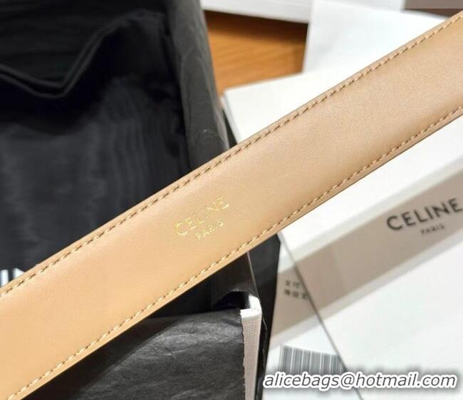 Discount Design Celine Triomphe Supple Calfskin Leather Belt 2.5cm 0911 Beige 2025