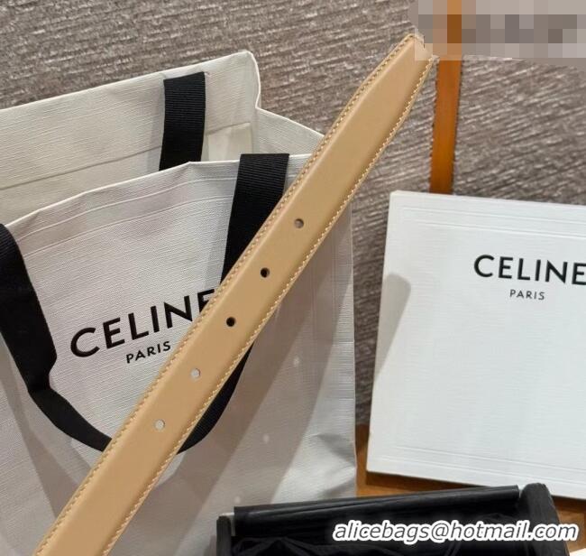 Discount Design Celine Triomphe Supple Calfskin Leather Belt 2.5cm 0911 Beige 2025