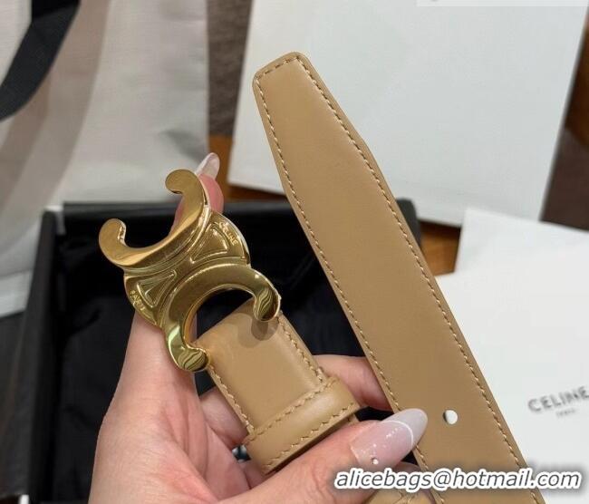 Discount Design Celine Triomphe Supple Calfskin Leather Belt 2.5cm 0911 Beige 2025