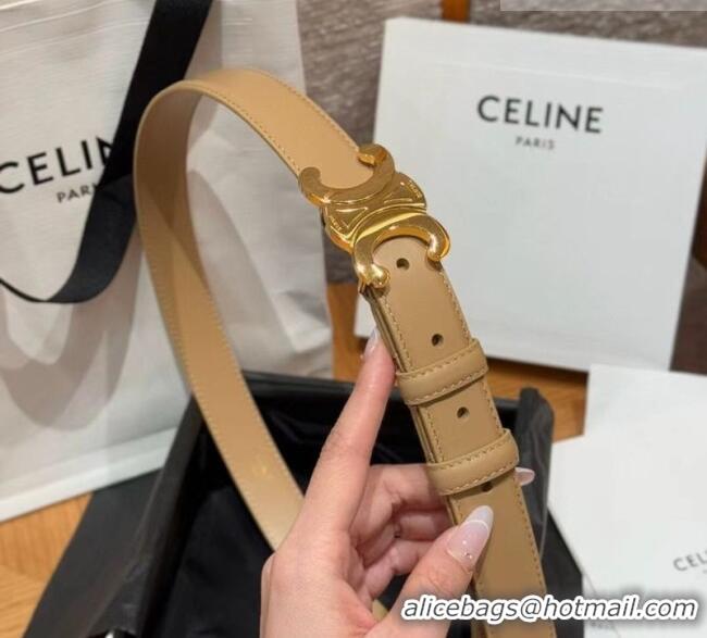 Discount Design Celine Triomphe Supple Calfskin Leather Belt 2.5cm 0911 Beige 2025