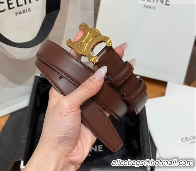 Best Quality Celine Triomphe Supple Calfskin Leather Belt 2.5cm 0911 Dark Brown 2025