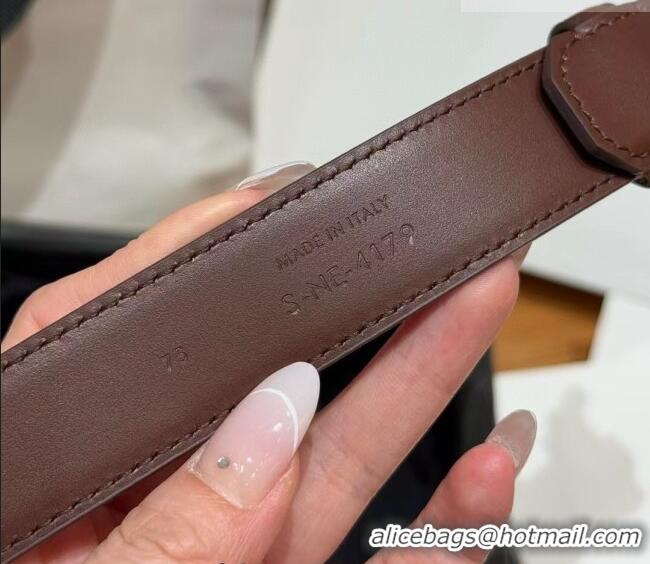 Best Quality Celine Triomphe Supple Calfskin Leather Belt 2.5cm 0911 Dark Brown 2025