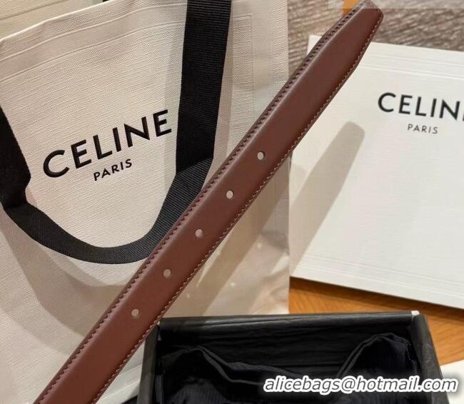 Best Quality Celine Triomphe Supple Calfskin Leather Belt 2.5cm 0911 Dark Brown 2025