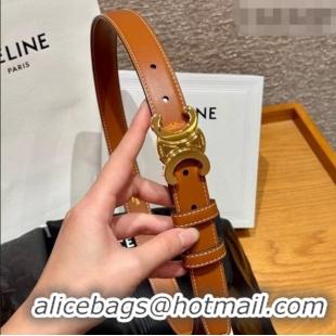 Low Price Celine Triomphe Supple Calfskin Leather Belt 2.5cm 0911 Brown 2025