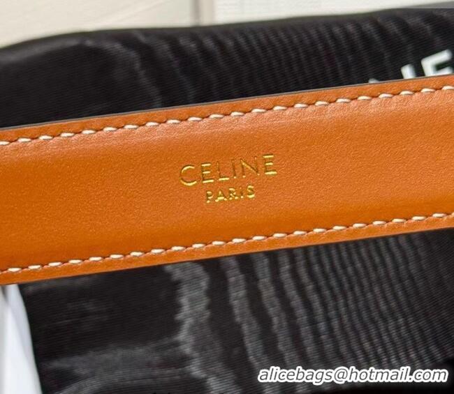 Low Price Celine Triomphe Supple Calfskin Leather Belt 2.5cm 0911 Brown 2025