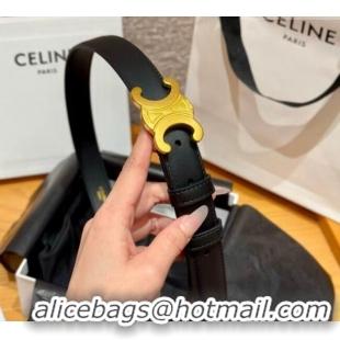 Traditional Specials Celine Triomphe Supple Calfskin Leather Belt 2.5cm 0911 Black 2025
