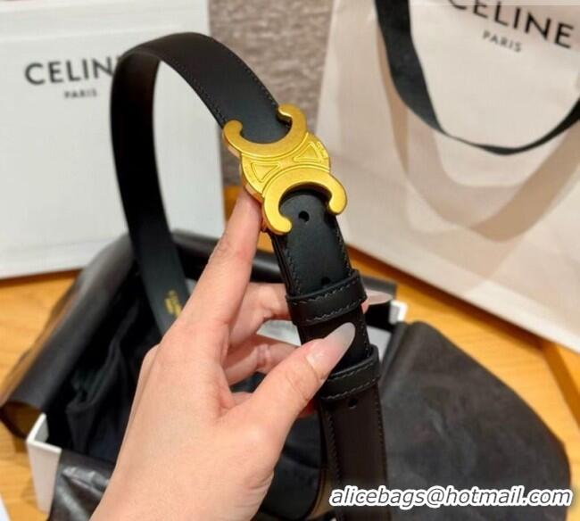 Traditional Specials Celine Triomphe Supple Calfskin Leather Belt 2.5cm 0911 Black 2025
