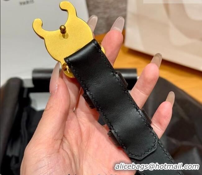 Traditional Specials Celine Triomphe Supple Calfskin Leather Belt 2.5cm 0911 Black 2025