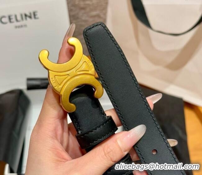 Traditional Specials Celine Triomphe Supple Calfskin Leather Belt 2.5cm 0911 Black 2025
