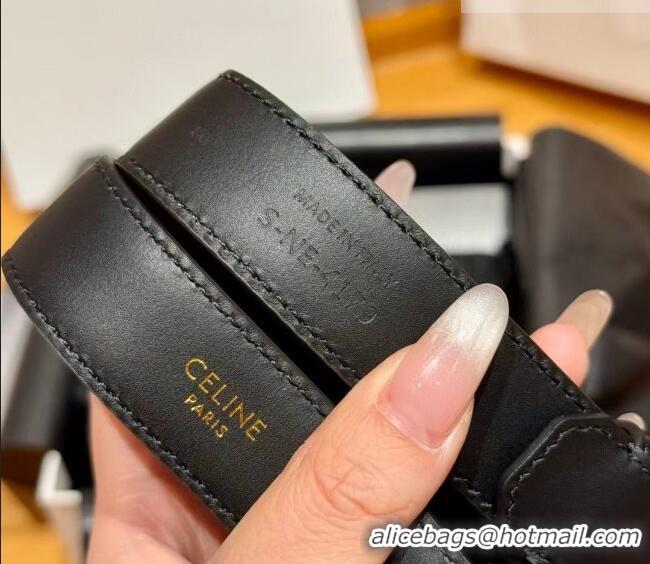 Traditional Specials Celine Triomphe Supple Calfskin Leather Belt 2.5cm 0911 Black 2025