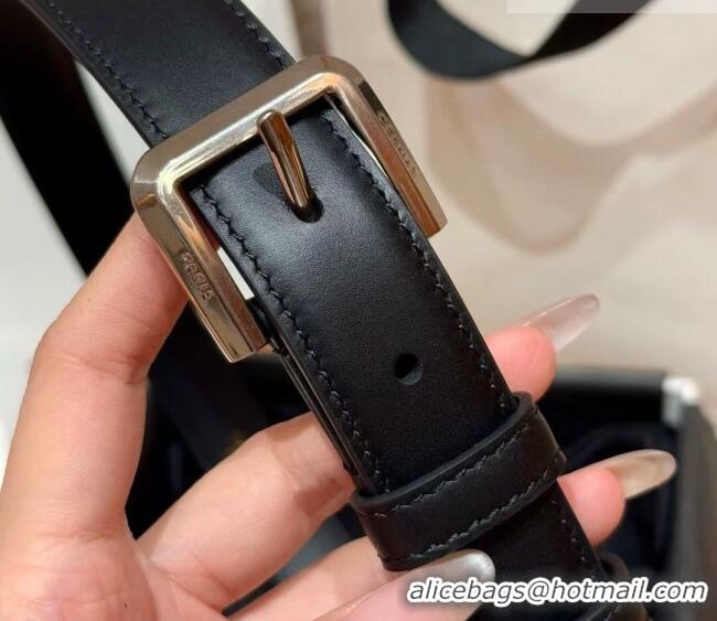 Unique Style Celine Supple Calfskin Leather Belt 2.5cm with Pin Buckle CE0911098 Black/Silver 2025