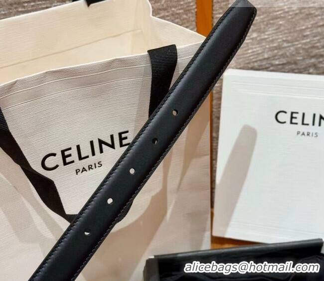 Unique Style Celine Supple Calfskin Leather Belt 2.5cm with Pin Buckle CE0911098 Black/Silver 2025