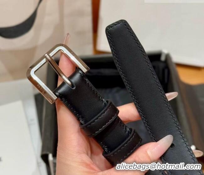 Unique Style Celine Supple Calfskin Leather Belt 2.5cm with Pin Buckle CE0911098 Black/Silver 2025