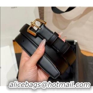 Best Quality Celine Supple Calfskin Leather Belt 2.5cm with Pin Buckle CE0911098 Black/Gold 2025