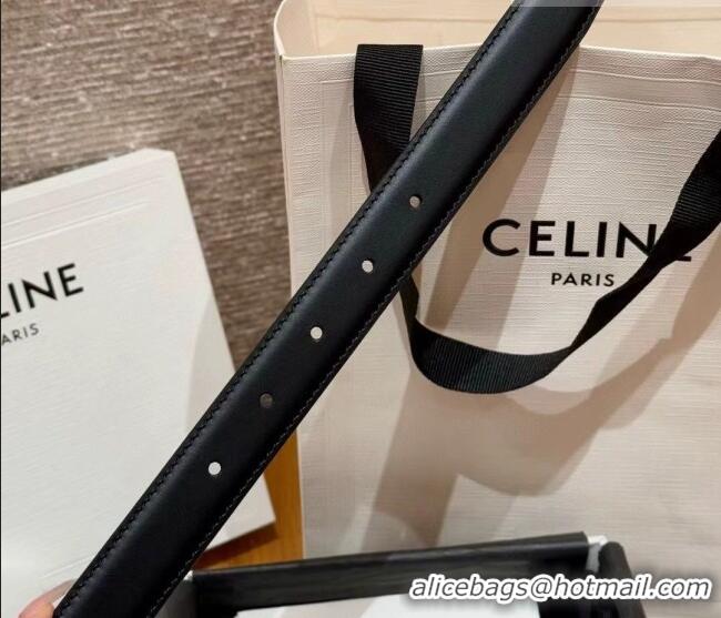 Best Quality Celine Supple Calfskin Leather Belt 2.5cm with Pin Buckle CE0911098 Black/Gold 2025
