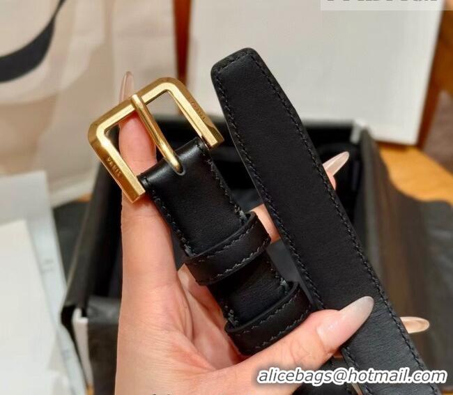 Best Quality Celine Supple Calfskin Leather Belt 2.5cm with Pin Buckle CE0911098 Black/Gold 2025