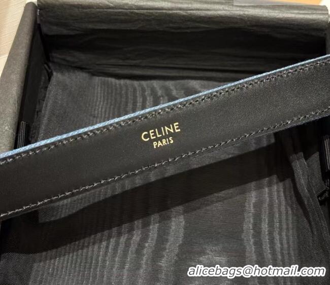 Unique Grade Celine Denim and Leather Belt 2.5cm with Triomphe Buckle CE0911099 Blue/Black/Shiny Gold 2025