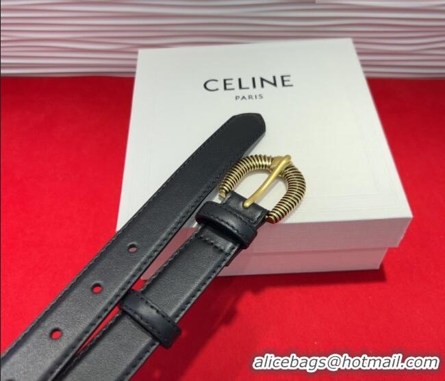 Famous Brand Celine Calfskin Leather Belt 3cm with Pin Buckle CE091102 Black 2025