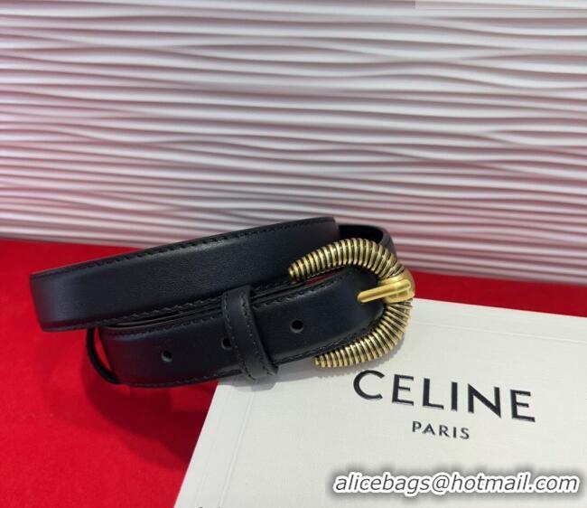 Famous Brand Celine Calfskin Leather Belt 3cm with Pin Buckle CE091102 Black 2025