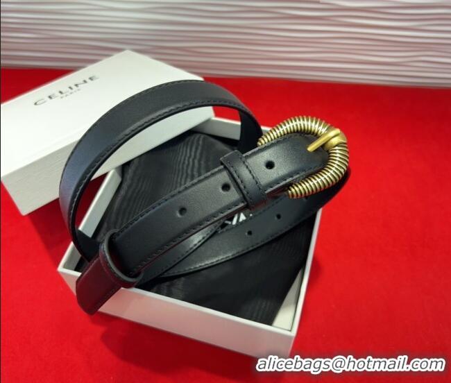 Famous Brand Celine Calfskin Leather Belt 3cm with Pin Buckle CE091102 Black 2025