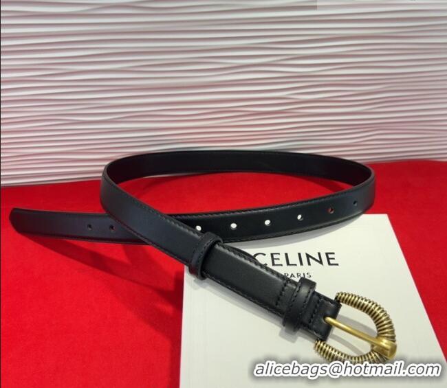 Famous Brand Celine Calfskin Leather Belt 3cm with Pin Buckle CE091102 Black 2025