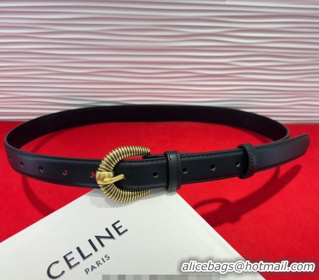 Famous Brand Celine Calfskin Leather Belt 3cm with Pin Buckle CE091102 Black 2025