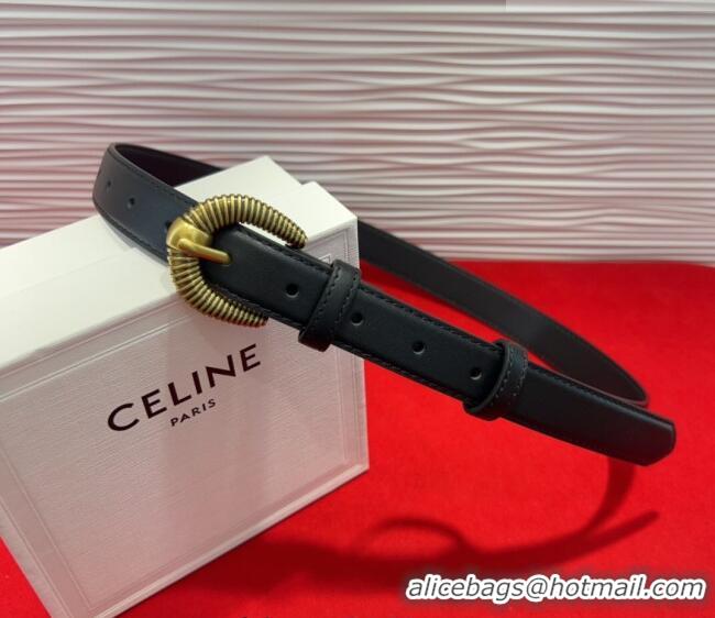 Famous Brand Celine Calfskin Leather Belt 3cm with Pin Buckle CE091102 Black 2025